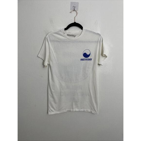 Lifesaver Tee Free & Easy white blue graphic print relax & enjoy life size S - Picture 7 of 7
